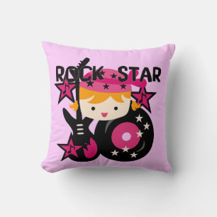 Blond Girl Rockstjärna Pillow Kudde