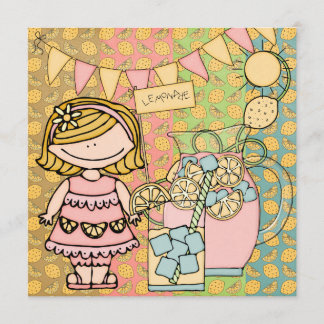 Blond Girl Summer Lemonade Birthday-inbjudan Inbjudningar