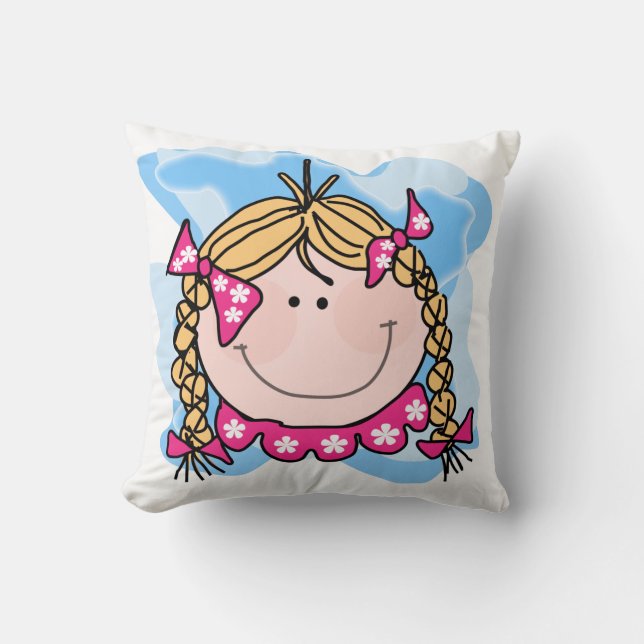 Blond Girl with Braids Pillow Kudde (Framsida)