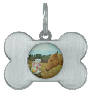 Blond Gult häst & Påskhare Namnbricka Husdjur