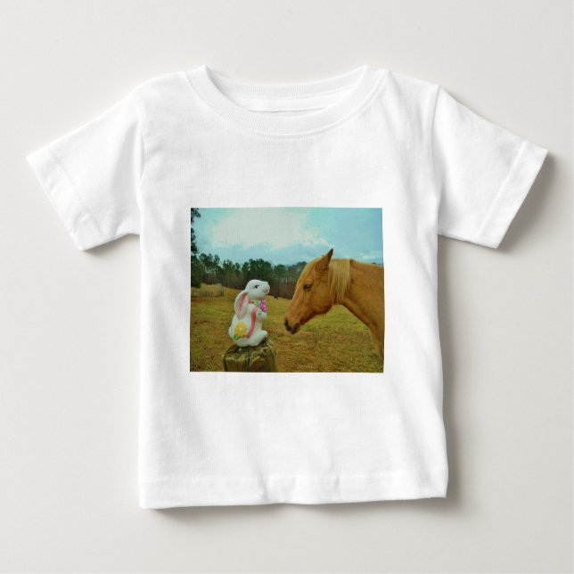 Blond Gult häst & Påskhare T Shirt (Framsida)