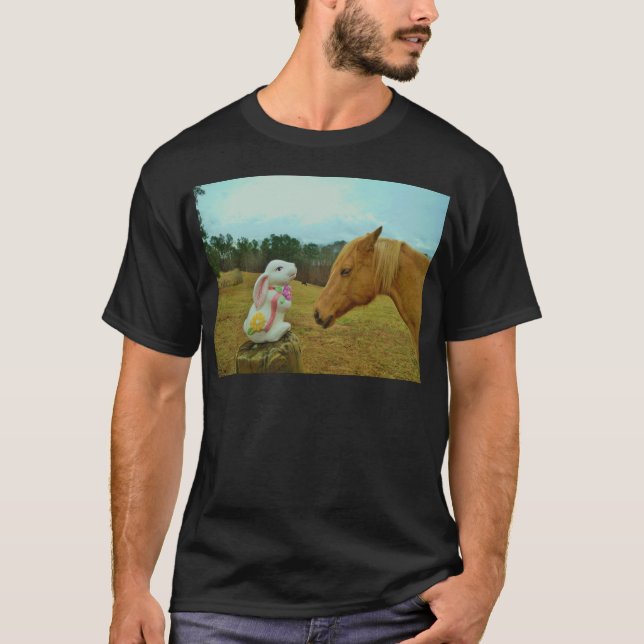 Blond Gult häst & Påskhare Tee Shirt (Framsida)