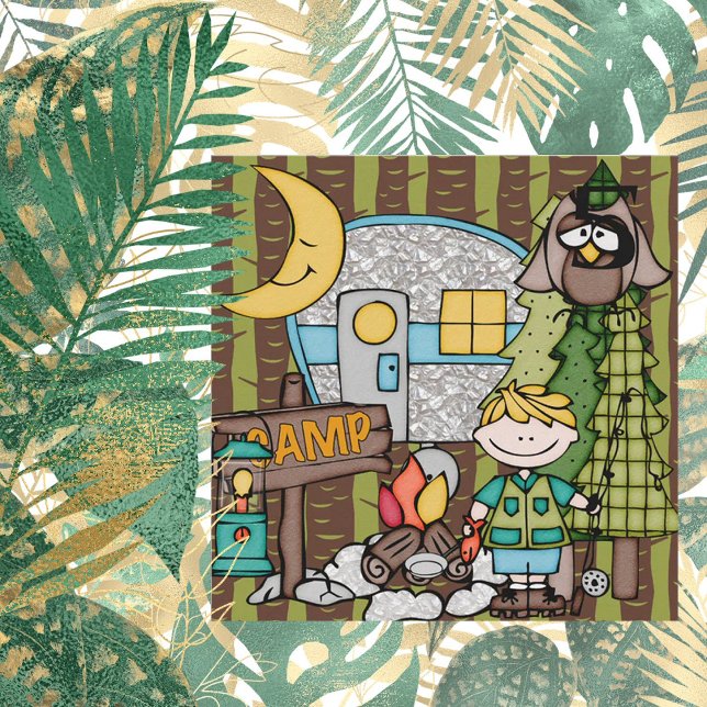 Blond Hair Boy Camping Birthday-inbjudningar Inbjudningar (Skapare uppladdad)