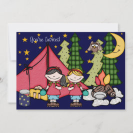 Blond Hair Girl Backyard Sleepover 5x7-inbjudan Inbjudningar