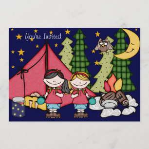 Blond Hair Girl Backyard Sleepover 5x7-inbjudan Inbjudningar