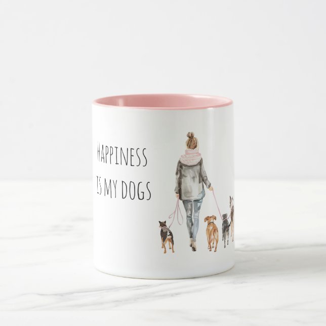 Blond Hair Lady Walking Dogs   Mugg (Center)