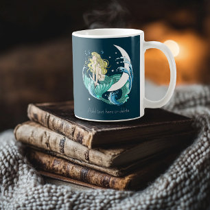 Blond Havfrue Halvmåne Fantasy Art Deco Kaffemugg