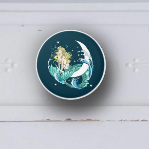 Blond Havfrue Halvmåne Fantasy Art Deco Knopp