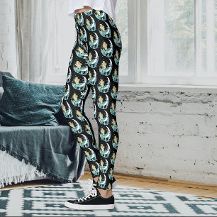 Blond Havfrue Halvmåne Fantasy Art Deco Leggings