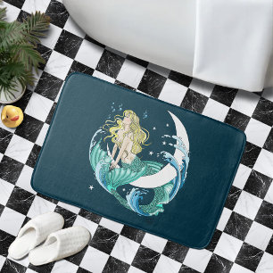 Blond Havsfrusn Crescent Moon Fantasy Art Deco Badrumsmatta