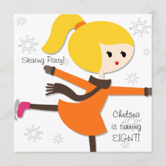 Blond Hed Girl Skating Birthday-inbjudan Inbjudningar