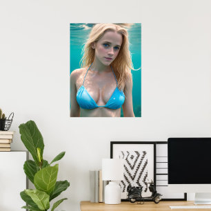 Blond i undervattensfoto av Bikini Poster