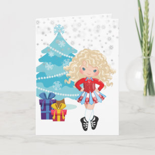 Blond Irish Dancer Winter-jul-Helgdag Kort