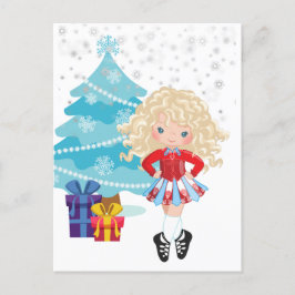 Blond Irish Dancer Winter-julkort - Helgdag Card Vykort