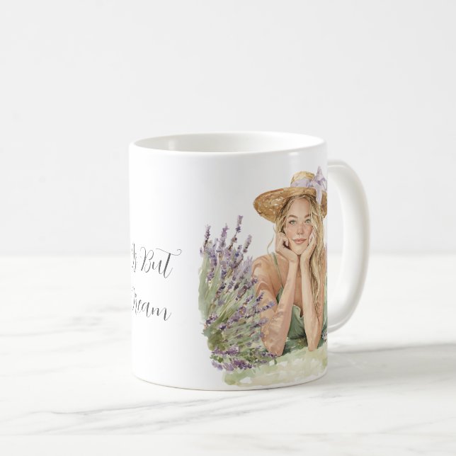 Blond Kvinna Lavendel Blommor Livet är en Dröm Kaffemugg (Framsida höger)