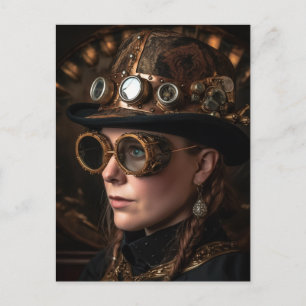 Blond kvinna Steampunk mode Vykort