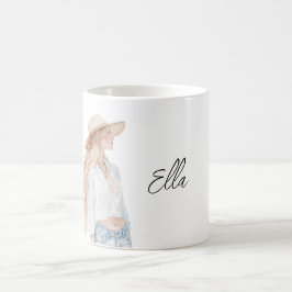 Blond Kvinnlig Jeans Kaffemugg