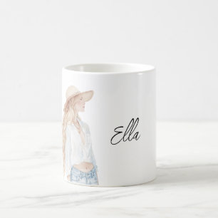 Blond Kvinnlig Jeans Kaffemugg