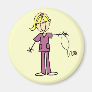 Blond kvinnlig stick figursjuksköterska magnet