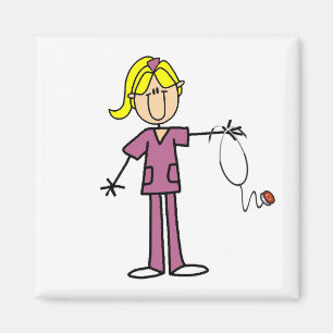 Blond kvinnlig stick figursjuksköterska magnet