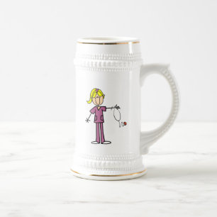 Blond kvinnlig stick figursjuksköterska sejdel