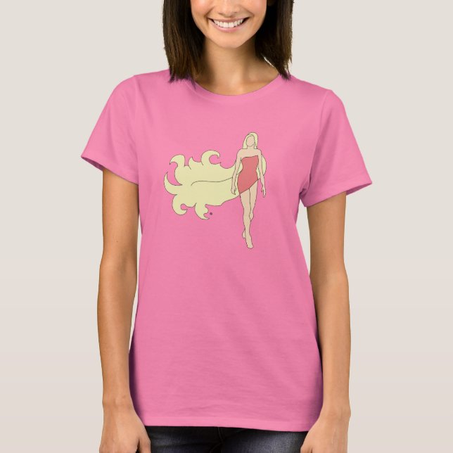 Blond lång hårtanktop för skönhet t-shirt (Framsida)