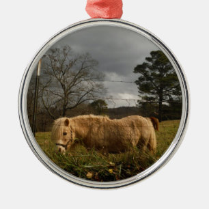 Blond Miniature Pony / Horse Julgransprydnad Metall
