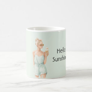 Blond Mint Topp Hello Sunshine Glass Strand Kaffemugg