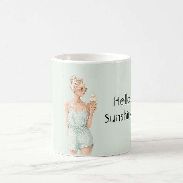 Blond Mint Topp Hello Sunshine Glass Strand Kaffemugg (Center)