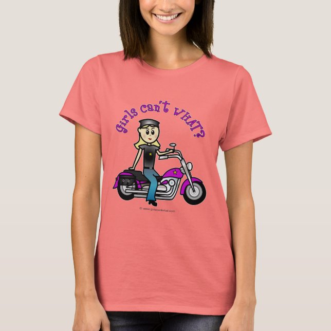 Blond motorcyklist tee shirt (Framsida)
