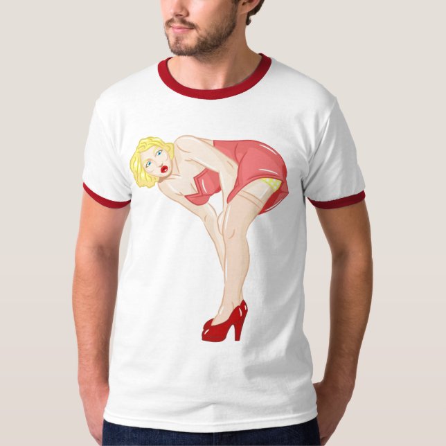 Blond pinupflicka 2 tröja (Framsida)