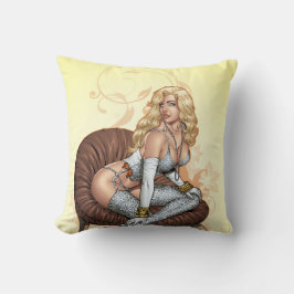 Blond pinupflicka i damunderkläder vid Al Rio Kudde