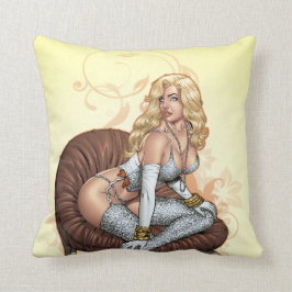 Blond pinupflicka i damunderkläder vid Al Rio Kudde