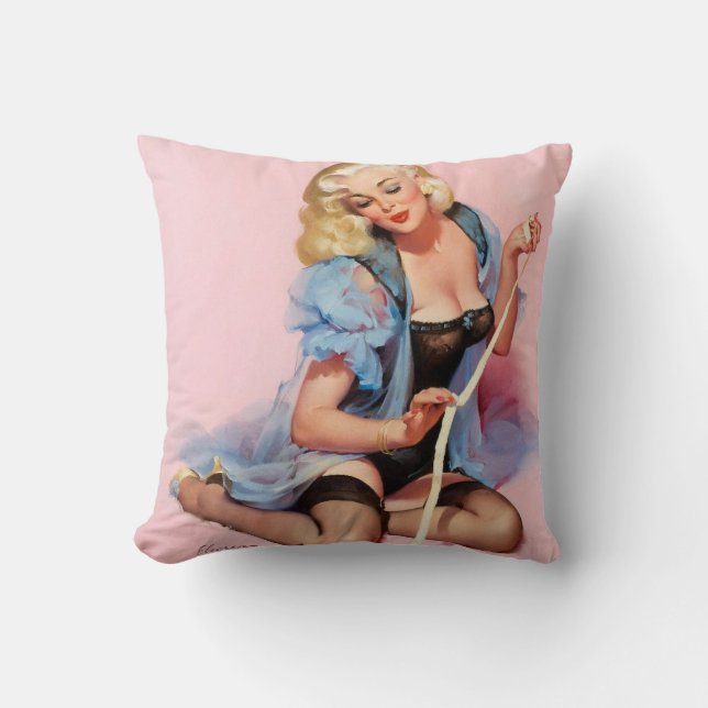 Blond pinupflicka kudde (Framsida)