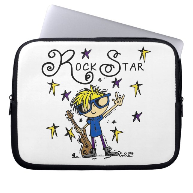 Blond pojkerockstjärna laptop sleeve (Framsidan)