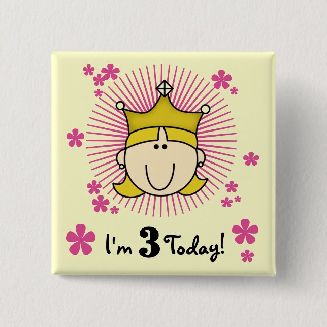 Blond Princess 3rd Birthday Tshirts & Gifts Knapp (Framsida)
