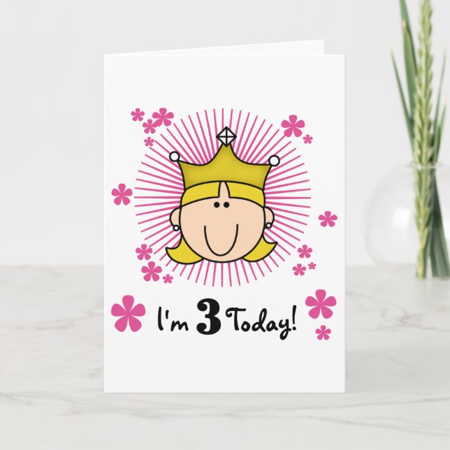 Blond Princess 3rd Birthday Tshirts & Gifts Kort (Framsida)