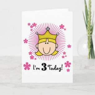 Blond Princess 3rd Birthday Tshirts & Gifts Kort