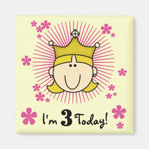 Blond Princess 3rd Birthday Tshirts & Gifts Magnet