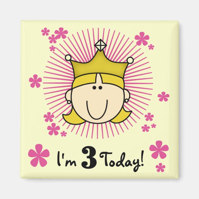 Blond Princess 3rd Birthday Tshirts & Gifts Magnet (Framsidan)