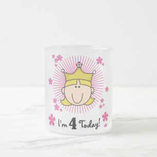 Blond Princess 4e födelsedagen Tshirts och Gifts Frostad Glasmugg