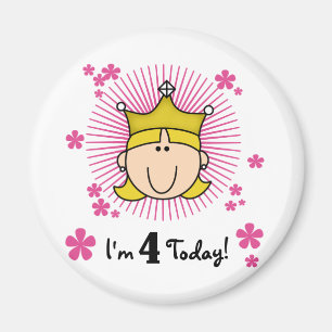 Blond Princess 4e födelsedagen Tshirts och Gifts Magnet