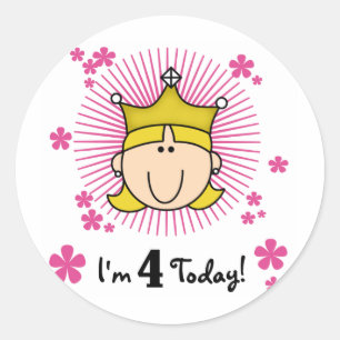 Blond Princess 4e födelsedagen Tshirts och Gifts Runt Klistermärke