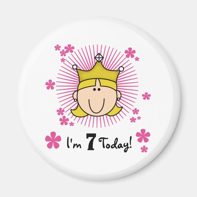 Blond Princess 7:e Birthday Magnet (Framsidan)