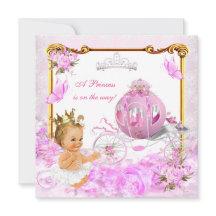 Blond prinsessa baby shower rosa guld vagn