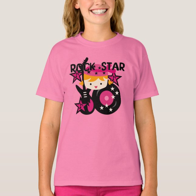 Blond rockstjärnaflicka t shirt (Framsida)