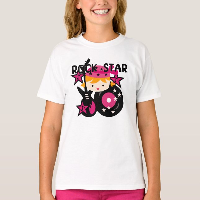 Blond rockstjärnaflicka t-shirt (Framsida)