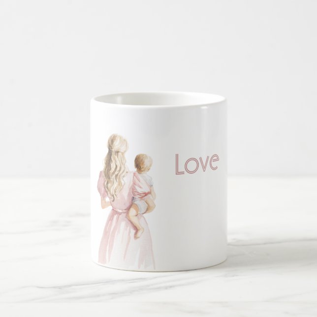Blond Rosa Klänning Kärlek Bebis Kaffemugg (Center)