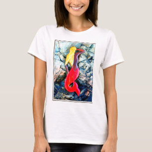 blond sjöjungfru i rött t-shirt