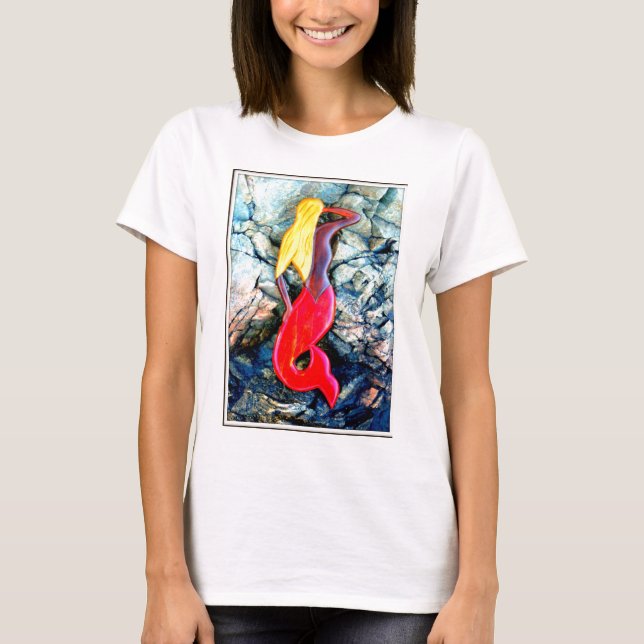 blond sjöjungfru i rött t-shirt (Framsida)